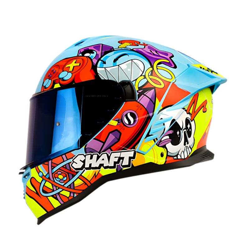 CASCO SHAFT SH-598GTR CHALK DRAW AZUL NARANJA VISOR IRIDIUM