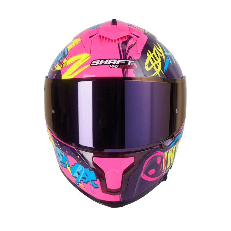 CASCO SHAFT SHPRO-610EVO INVADERS FUCSIA AMARILLO VISOR MORADO