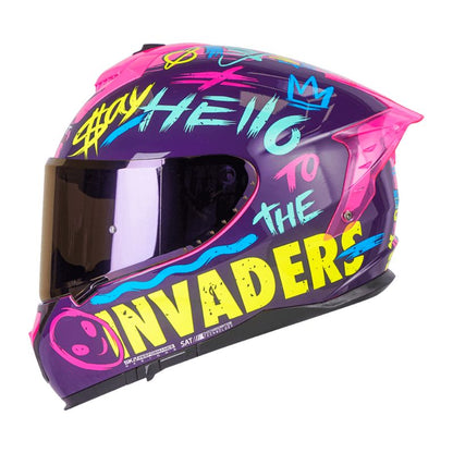 CASCO SHAFT SHPRO-610EVO INVADERS FUCSIA AMARILLO VISOR MORADO