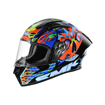 CASCO SMK STELLAR SKULL AZUL NARANJA