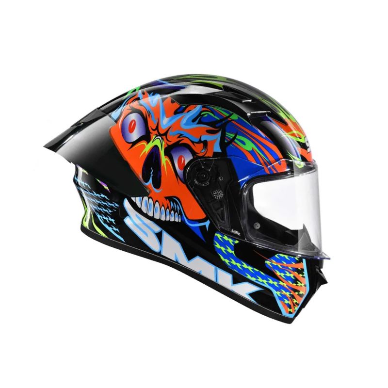 CASCO SMK STELLAR SKULL AZUL NARANJA