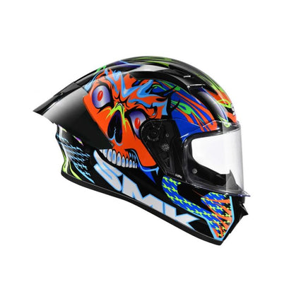 CASCO SMK STELLAR SKULL AZUL NARANJA