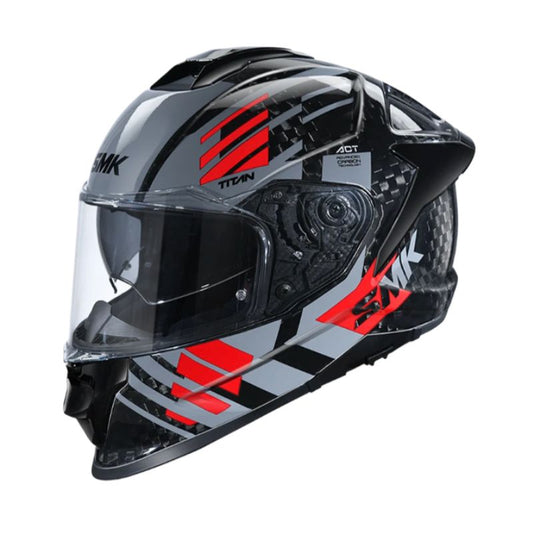 CASCO SMK TITAN CARBON T-RACE GRIS ROJO