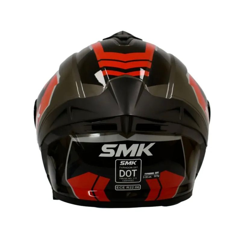 CASCO SMK TYPHOON AEROT ROJO NEGRO VISOR HUMO