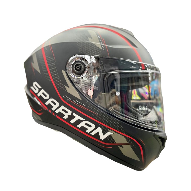 CASCO SPARTAN DRAKEN RINTER MATE NEGRO ROJO