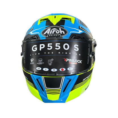 CASCO AIROH GP550 S CHALLENGE AZUL AMARILLO