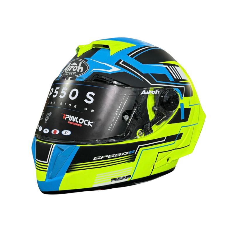 CASCO AIROH GP550 S CHALLENGE AZUL AMARILLO