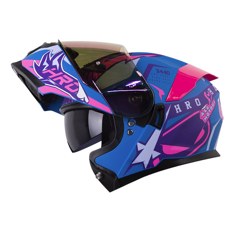 CASCO HRO 3440 DV TRACK SPEC MATE AZUL FUCSIA VISOR IRIDIUM