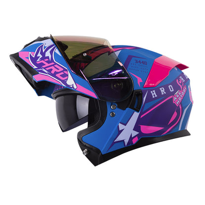 CASCO HRO 3440 DV TRACK SPEC MATE AZUL FUCSIA VISOR IRIDIUM
