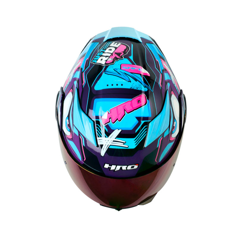 CASCO HRO HRO-3400DV FULL GAS MORADO AZUL VISOR IRIDIUM