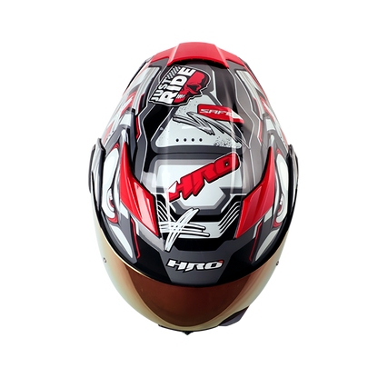 CASCO HRO HRO-3400DV FULL GAS GRIS OSCURO ROJO IRIDIUM
