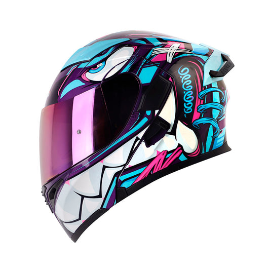 CASCO HRO HRO-3400DV FULL GAS MORADO AZUL VISOR IRIDIUM
