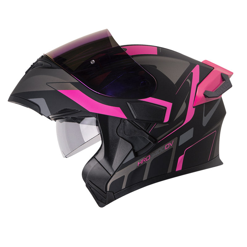 CASCO HRO HRO-3400DV IOQUE MATE NEGRO FUCIA