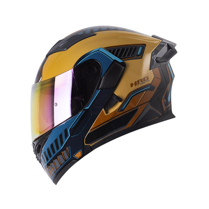 CASCO HRO HRO-3400DV ROVER NEGRO AZUL VISOR IRIDIUM ROJO