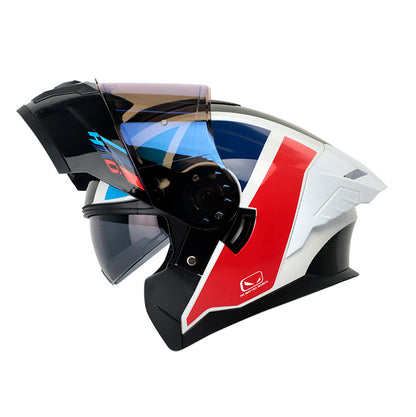 CASCO HRO HRO-3480DV EVO RACESPEC BLANCO ROJO VISOR IRIDIUM