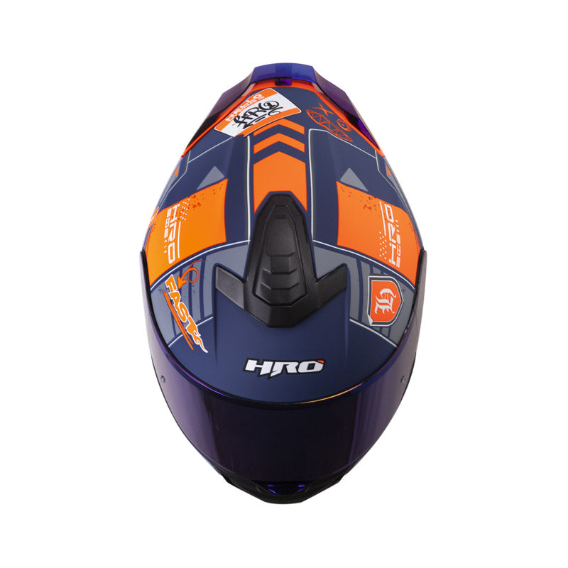 CASCO HRO HRO-506SP CITAX MATE AZUL OSCURO NARANJA NEON