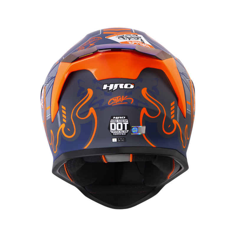 CASCO HRO HRO-506SP CITAX MATE AZUL OSCURO NARANJA NEON