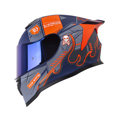 CASCO HRO HRO-506SP CITAX MATE AZUL OSCURO NARANJA NEON