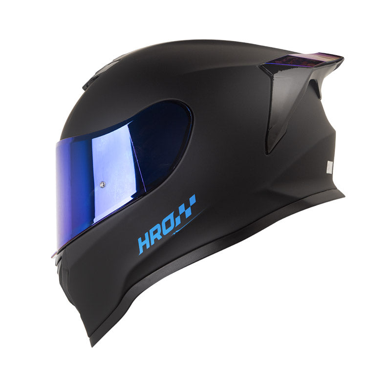 CASCO HRO HRO-506SP SOLID MATE NEGO AZUL VISOR IRIDIUM AZUL
