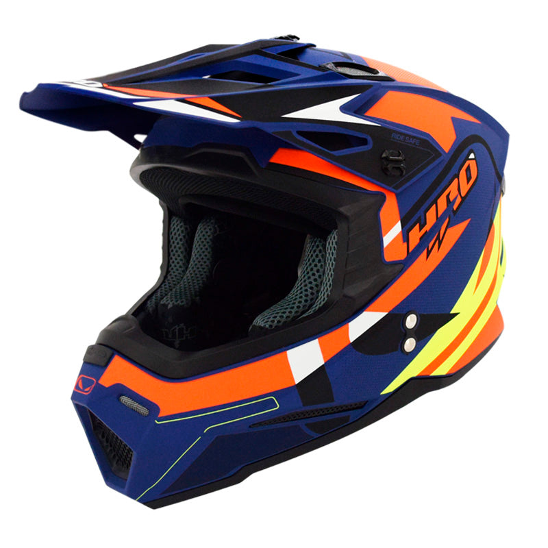CASCO HRO HRO-MX03 VIZTRO MATE AZUL NARANJA NEON