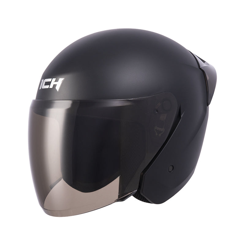 CASCO ICH ICH-101SP SOLID MATE NEGRO PLATA VISOR HUMO