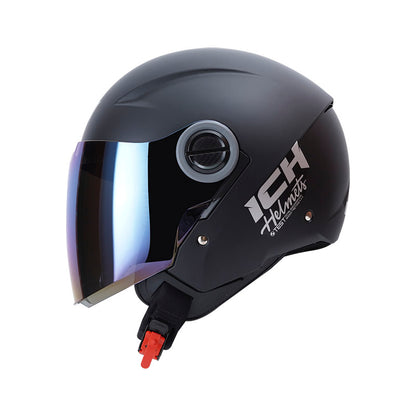 CASCO ICH ICH-102 SPECIAL SOLID MATE NEGRO SILVER VISOR AZUL