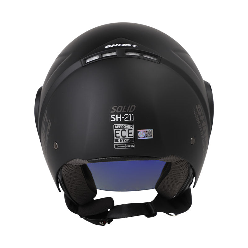 CASCO SHAFT SH-211 SOLID MATE NEGRO NEGRO VISOR IRIDIUM AZUL