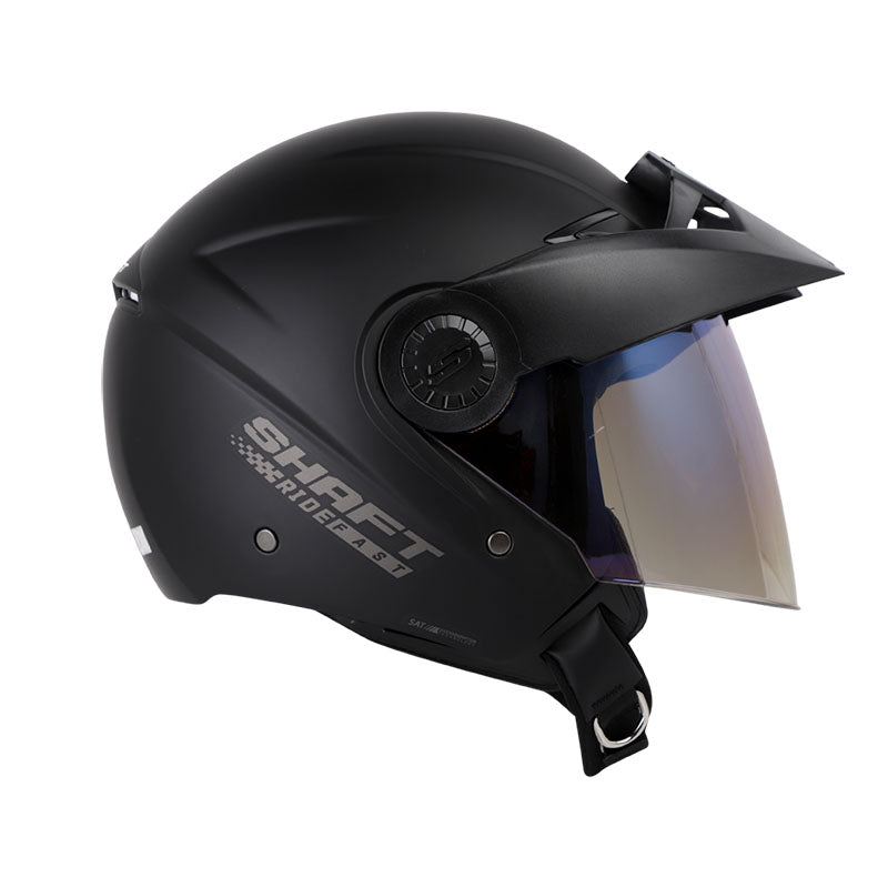 CASCO SHAFT SH-211 SOLID MATE NEGRO NEGRO VISOR IRIDIUM AZUL