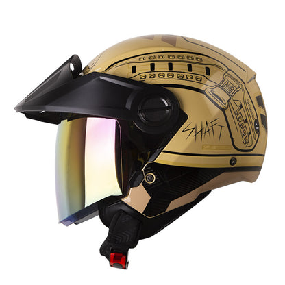 CASCO SHAFT SH-212 BALLISTIC BEIGE NEGRO VISOR IRIDIUM ROJO