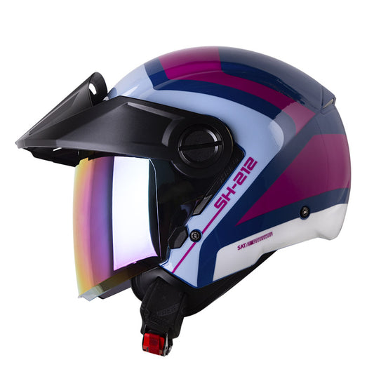 CASCO SHAFT SH-212 DUSTER AZUL OSCURO FUCSIA VISOR IRIDIUM