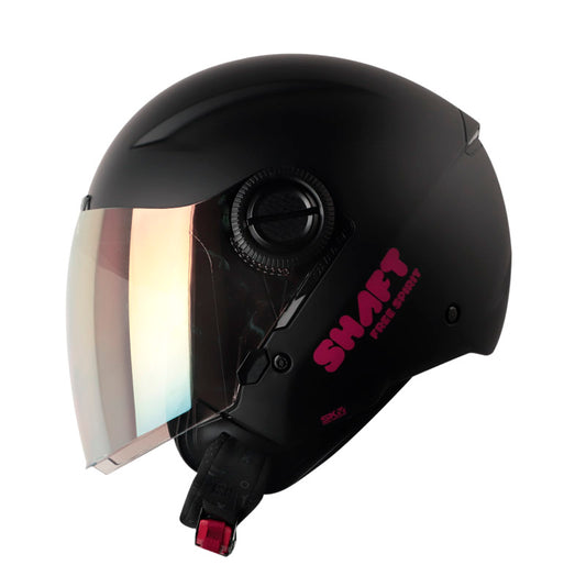 CASCO SHAFT SH-212 SOLID NEGRO FUCSIA VISOR HUMO CLARO
