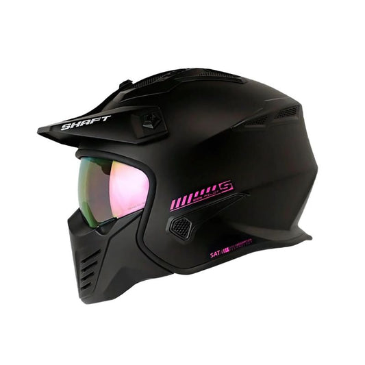 CASCO SHAFT SH-225 SOLID MATE NEGRO FUCSIA VISOR IRIDIUM