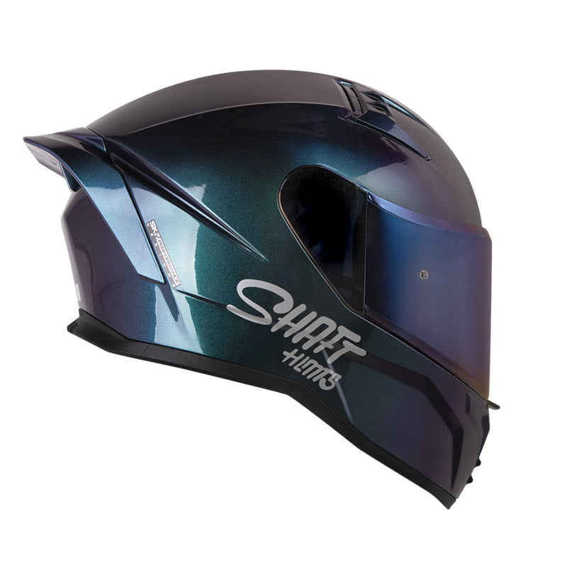 CASCO SHAFT SH-504DV SOLID CAMALEON PLATA VISOR IRIDIUM AZUL