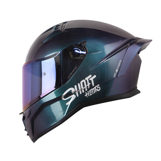 CASCO SHAFT SH-504DV SOLID CAMALEON PLATA VISOR IRIDIUM AZUL