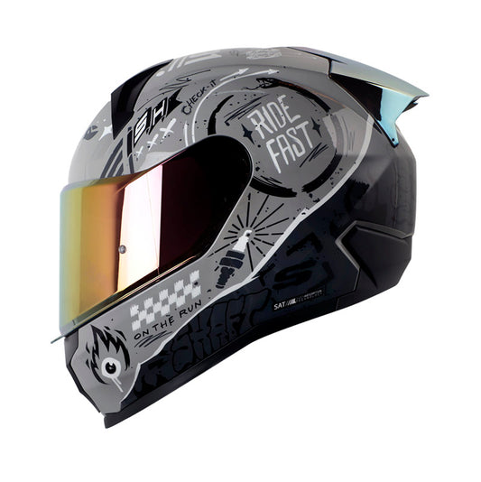CASCO SHAFT SH-560 EVO MOTION V2 GRIS NEGRO VISOR ROJO