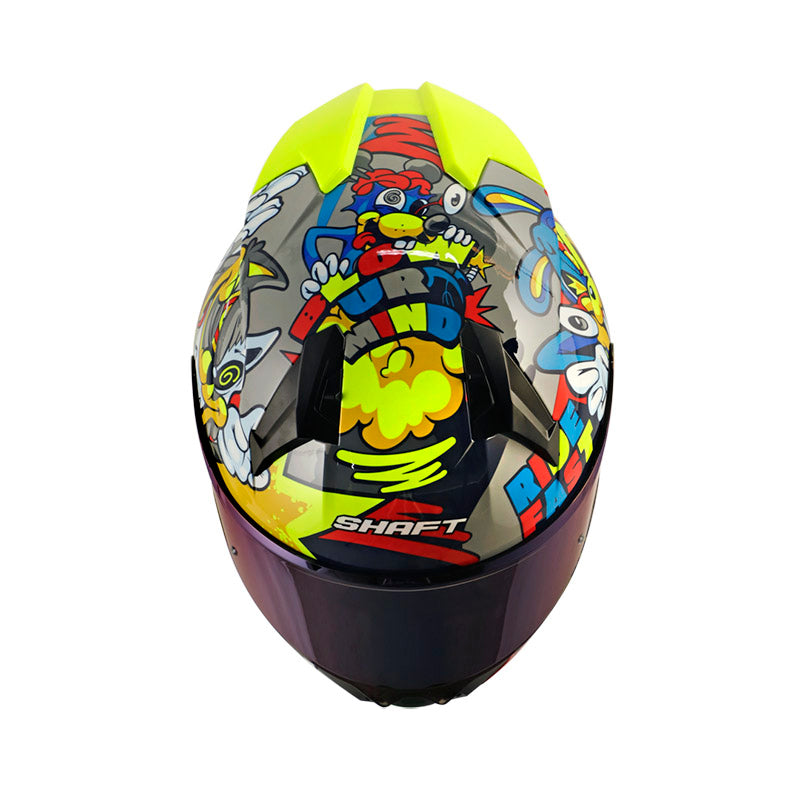 CASCO SHAFT SH-560 MELO GRIS ROJO VISOR IRIDIUM AZUL