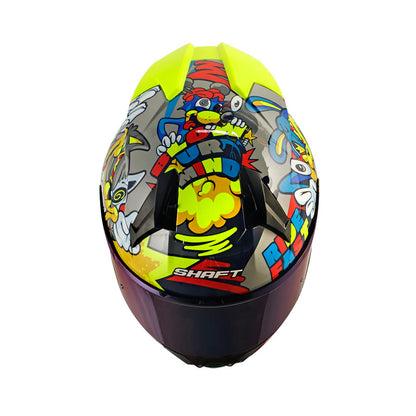 CASCO SHAFT SH-560 MELO GRIS ROJO VISOR IRIDIUM AZUL