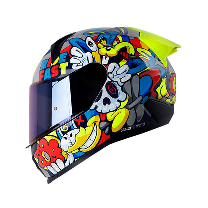 CASCO SHAFT SH-560 MELO GRIS ROJO VISOR IRIDIUM AZUL
