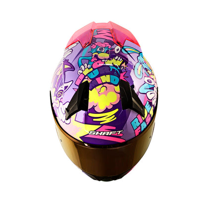 CASCO SHAFT SH-560 MELO MORADO CLARO FUCSIA VISOR IRIDIUM