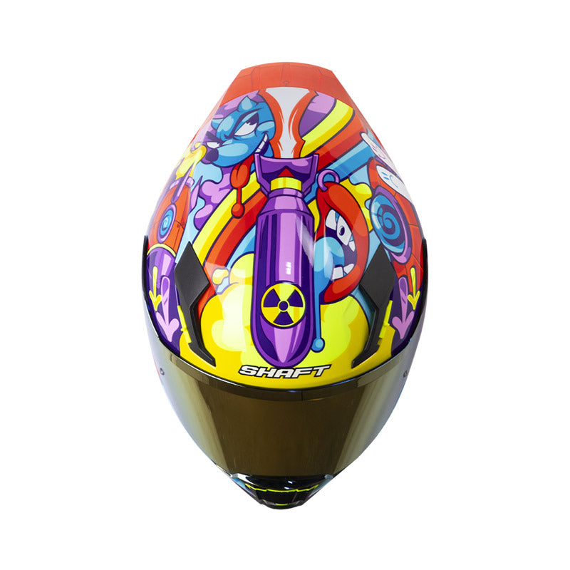 CASCO SHAFT SH-562 R DREAMS AZUL CLARO NARANJA NEON IRIDIUM