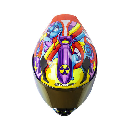 CASCO SHAFT SH-562 R DREAMS AZUL CLARO NARANJA NEON IRIDIUM