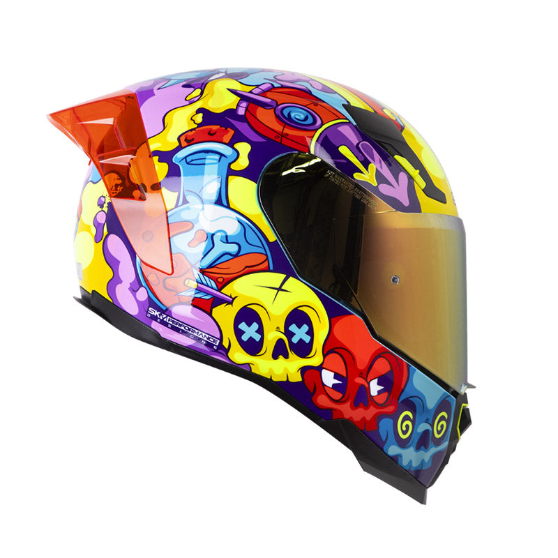 CASCO SHAFT SH-562 R DREAMS AZUL CLARO NARANJA NEON IRIDIUM