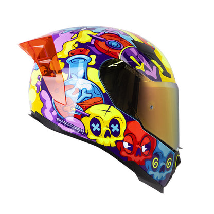 CASCO SHAFT SH-562 R DREAMS AZUL CLARO NARANJA NEON IRIDIUM