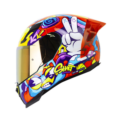 CASCO SHAFT SH-562 R DREAMS AZUL CLARO NARANJA NEON IRIDIUM