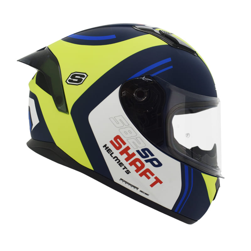CASCO SHAFT SH-582SP INTERCEPTOR AZUL NAVY AMARILLO NEON