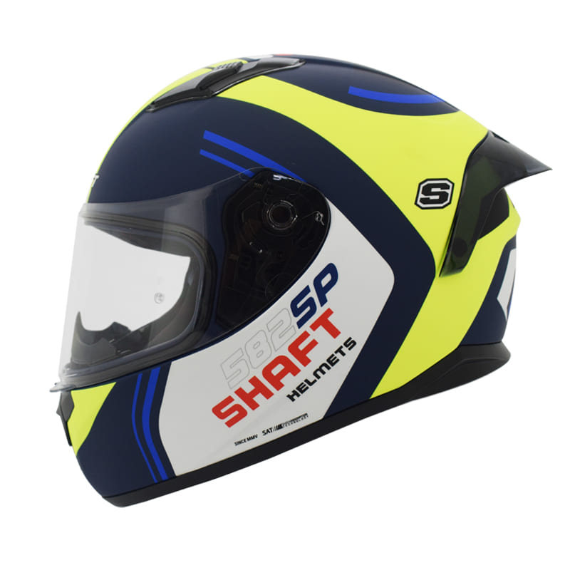 CASCO SHAFT SH-582SP INTERCEPTOR AZUL NAVY AMARILLO NEON