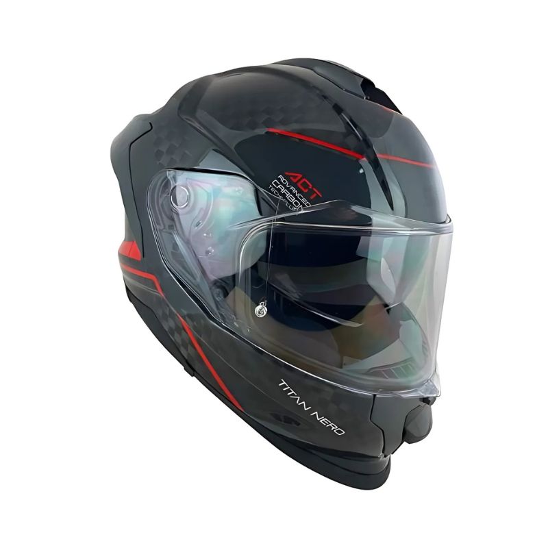 CASCO SMK TITAN CARBON NERO NEGRO GRIS ROJO