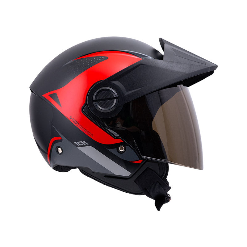 CASCO ICH ICH-102 YARUKO MATE NEGRO ROJO VISOR HUMO