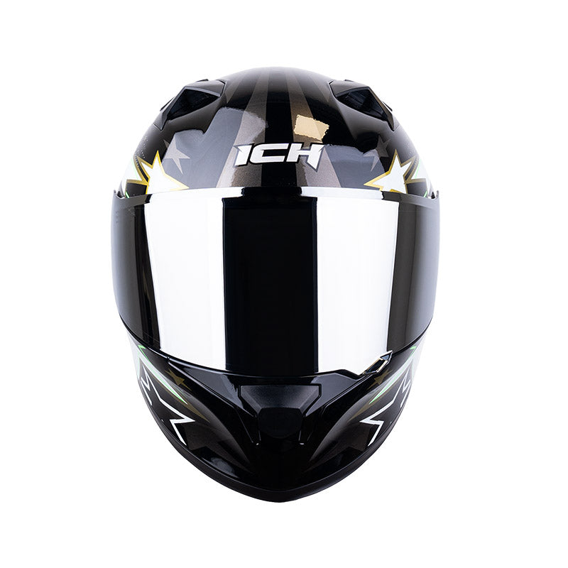 CASCO ICH ICH-503 MAS CAMPEON NEGRO VERDE VISOR PLATA
