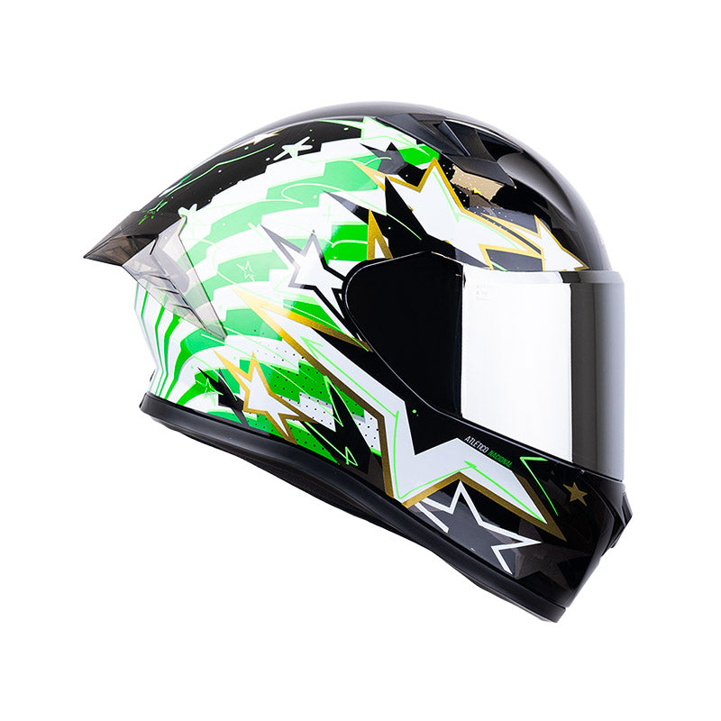 CASCO ICH ICH-503 MAS CAMPEON NEGRO VERDE VISOR PLATA